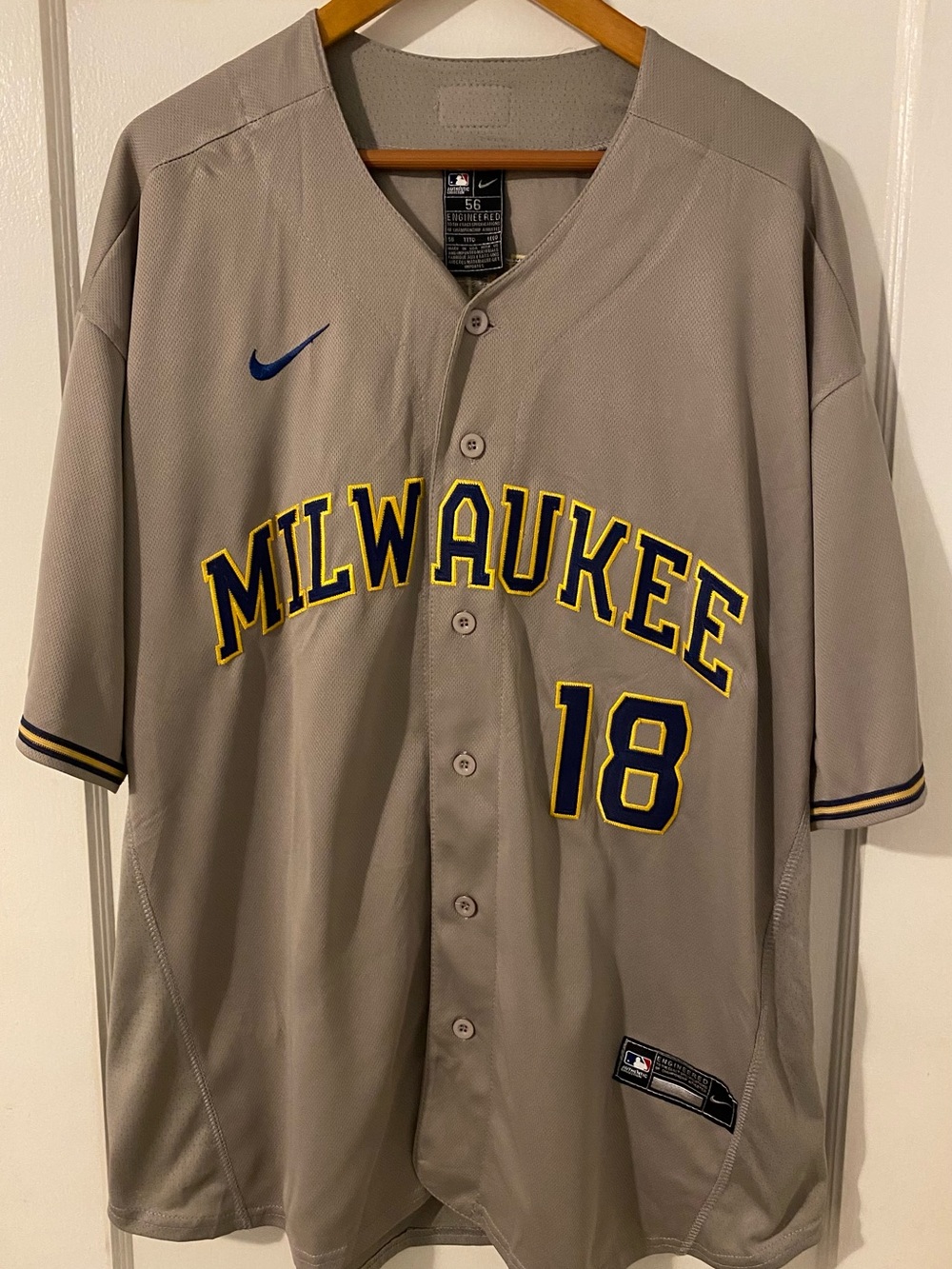 Milwaukee Brewers Nike Keston Huira Authentic Men’s Size 56 Jersey
